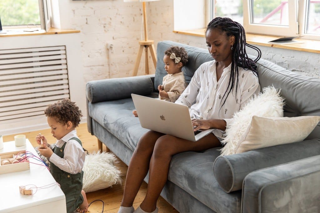 work from the couch while watching your children